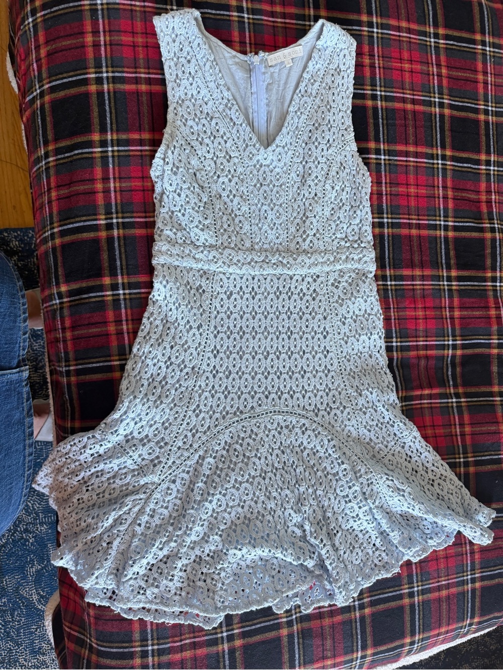 LIght Blue Lace, Sleeveless, Fit and Flare, San & Soni mini dress, size 8